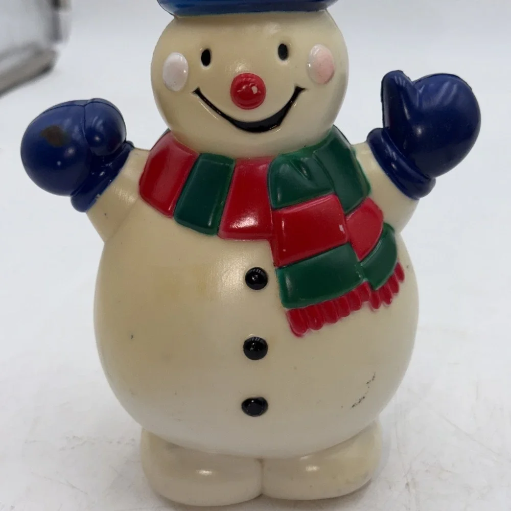 Vintage Christmas Blow Mold Hard Plastic Snowman 8